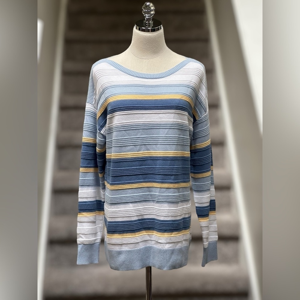 NEW Christopher & Banks Lightweight Coastal Stripe Textured Sweater Women’s L